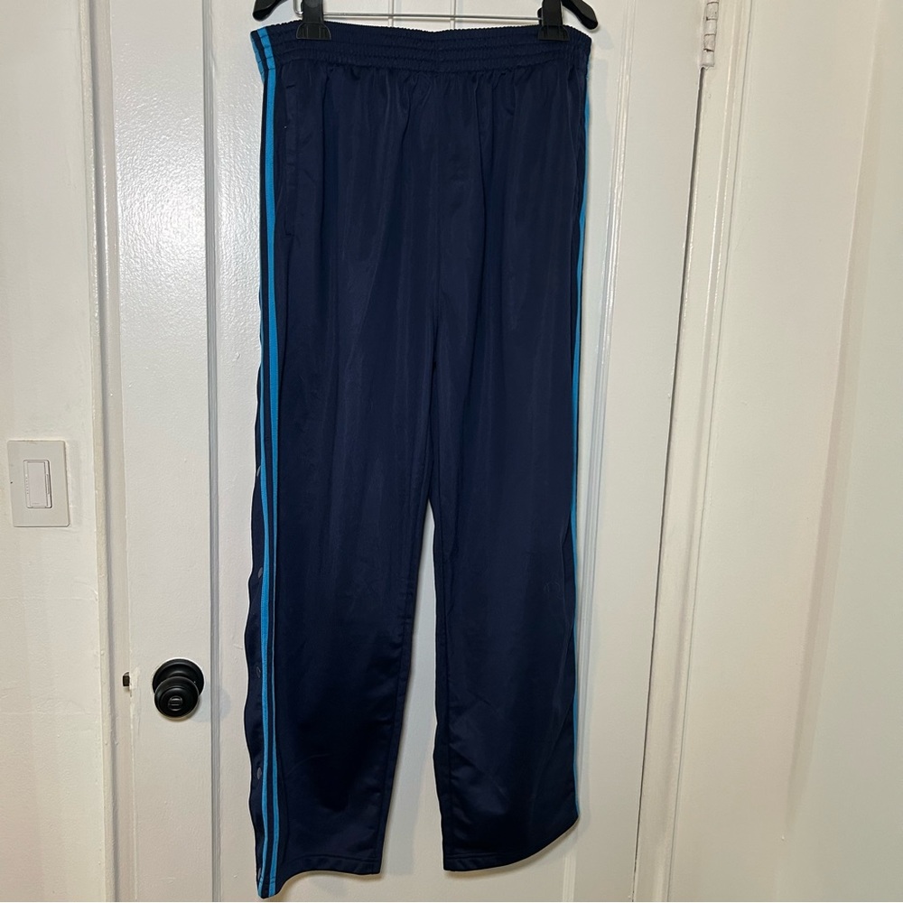 S&B Athletic Apparel snap off navy and blue stripe sweatpants